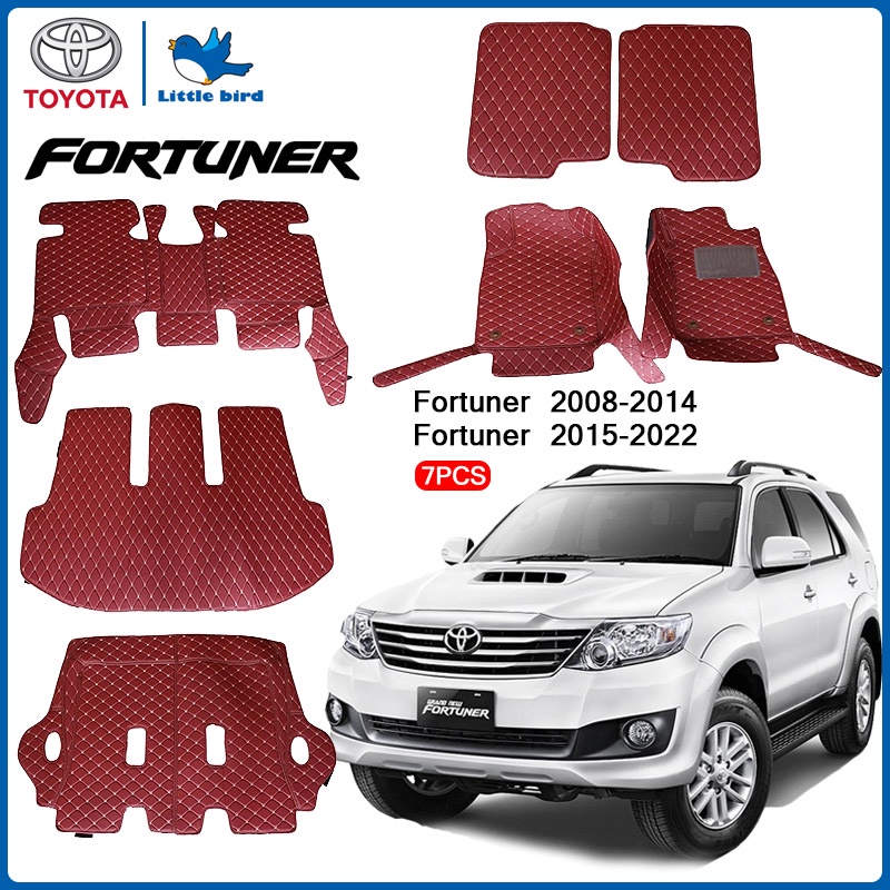 little bird พรมปูพื้นเข้ารูปรถยนต์ Toyota Fortuner 2008-2014 2015-2022 7PCS(หนังแท้PVCมี12สี) พรมปูพ