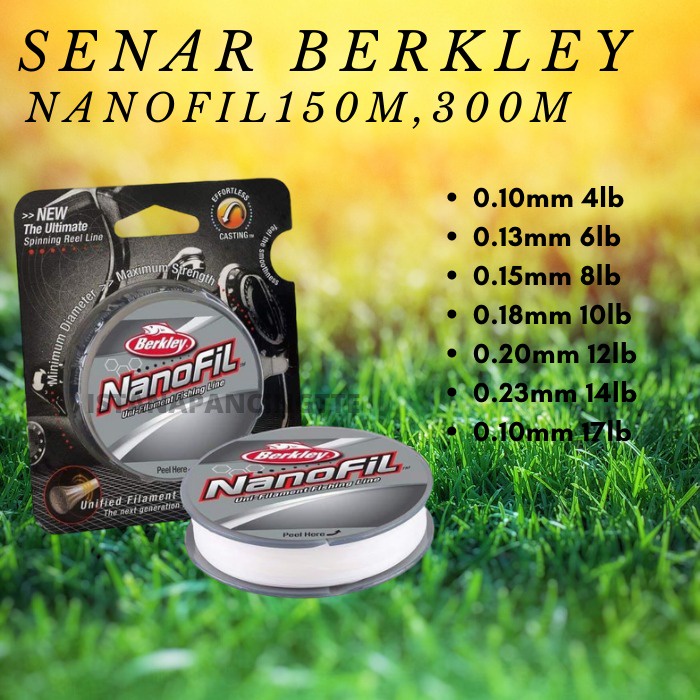 BERKLEY NANOFIL STRING 4/6/8/10/12/14/17lb LB LENGTH 150M, 300M / 150yd, 300yd yard FISHING MANIA