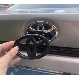 วัดขนาดก่อนสั่งซื้อ โลโก้ครอบทับตัวเดิม โตโยต้า ดำด้าน มีหลายไซส์ Toyota logo matt black emblem cover decal