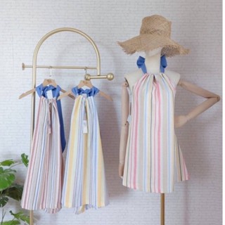 Candy striped dress 🌷มินิเดรสเนื้อผ้าลินิน สุดน่าร๊ากกก สีสันสดใส