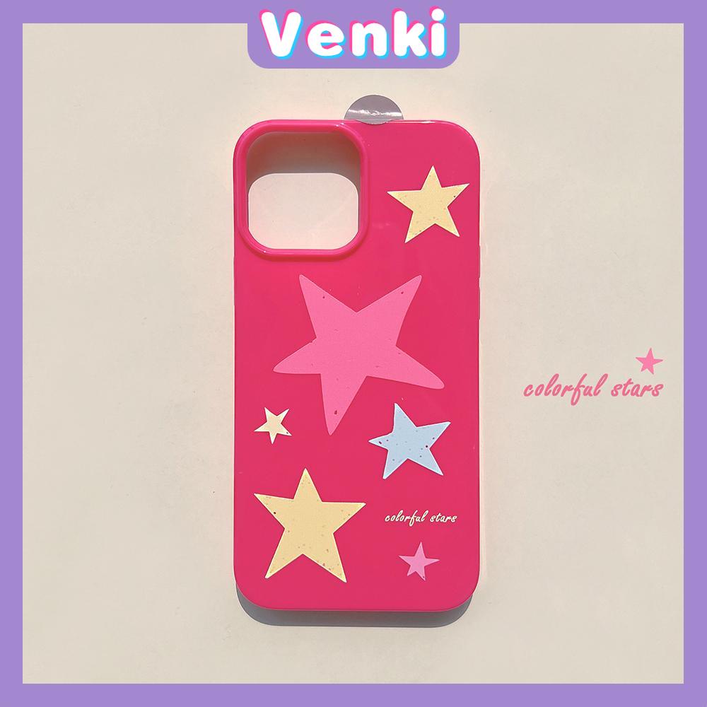 VENKI - iPhone 11 Case Soft TPU สีชมพู Glossy Candyกรณีดาวที่มีสีสันป้องกันกล้องกันกระแทกเหมาะสำหรับ iPhone 14 13 12 11 Pro Max XR XS 7 8 Plus