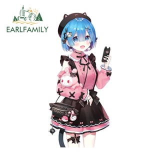 Earlfamily สติกเกอร์ ลายการ์ตูน Re Zero เรียบง่าย กันรอยขีดข่วน สําหรับติดตกแต่งรถยนต์ 13 ซม. X6.1 ซม.