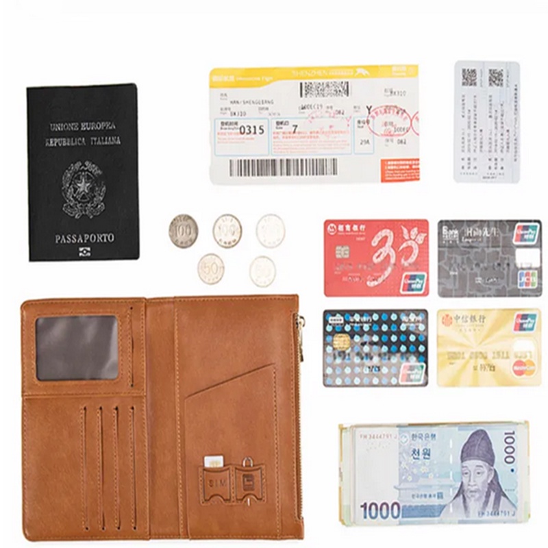 ซองใส่หนังสือเดินทาง PU  มีซิป อเนกประสงค์ กระเป๋าถือ ผู้ถือบัตร เดินทาง กระเป๋าหนังสือเดินทาง