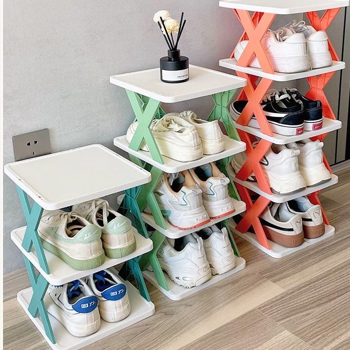 ชันวางรองเท้าแบบ DIY ชั้นวางรองเท้าสีสันสดใส ชั้นวางรองเท้าแข็งแรง ทนทาน ไม่ล้มง่ายๆ ชั้นวางรองเท้าตกแต