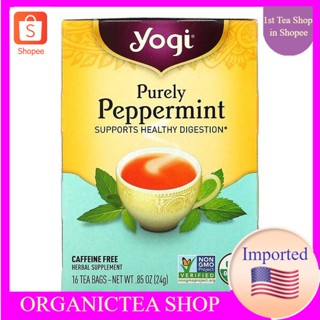 Yogi Tea, Purely Peppermint, Caffeine Free, 16 Tea Bags ชา โยคี สมุนไพร💚พร้อมส่ง💜