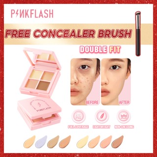 Pinkflash พาเลทคอนซีลเลอร์ ปกปิดสูง น้ําหนักเบา ให้ความชุ่มชื้น ติดทนนาน กันน้ํา 4 สี