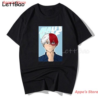 เสื้อยืดสีขาวAppes Store cartoon My Hero Academia Anime Printing Men T-Shirt Crewneck Fashion Tops Oversized Soft Tshir