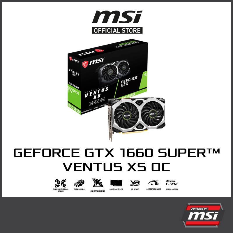 MSI VGA การ์ดจอ GRAPHICS CARDS GEFORCE GTX 1660 SUPER™ VENTUS XS OC/6GB GDDR6 192BIT/ประกัน 3 ปี