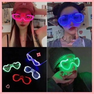 แว่นตาเรืองแสง ""มีหลอดไฟ LED"" แว่นตาเรืองแสง คริสต์มาส Luminous glasses