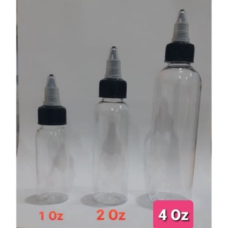 ขวดหมึกสัก 1 Oz  / 2 Oz / 4 Oz  พลาสติก (PET)ใสๆ  ฝาหัวเกลียว