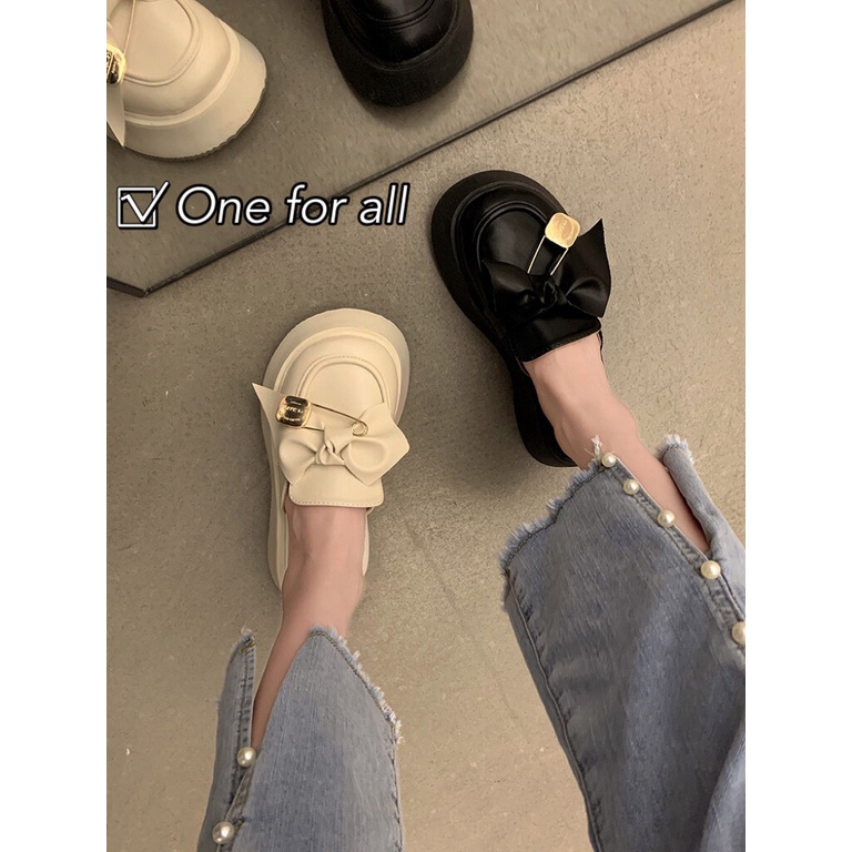 One for all พร้อมส่งจากไทย TX408 รองเท้าแฟชั่น รองเท้าแตะมุกหมวยน้องหัวโตเปิดส้นพื้นหนา หนา2นิ้ว(แนะนำ +1 ไซด์จากปกติ)