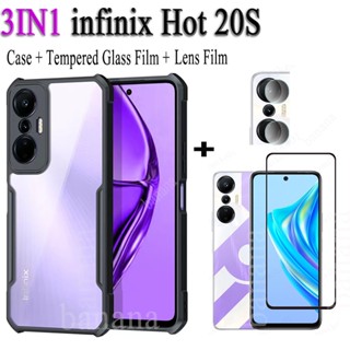 3in1 INFINIX hot 20S เคสโทรศัพท์ กันกระแทก สําหรับ hot 20 4G 5G hot 20 play hot 20i ฟิล์มกระจกนิรภัย + ฟิล์มเลนส์กล้อง