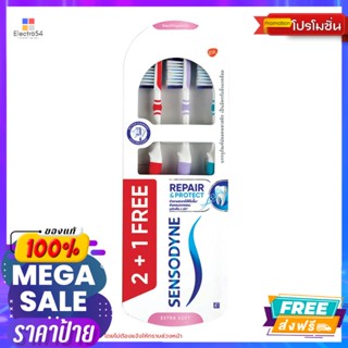 Sensodyne(เซ็นโซดายน์) เซ็นโซดายน์ แปรงสีฟัน รุ่นรีแพร์ แอนด์ โพรเทคท์ แพ็ค 2+1 คละสี Sensodyne Toothbrush Repair and Pr