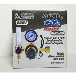 SUMO​ เกจ์​ซีโอทู​ HEATER 220V​ เกจซีโอทู​ มีตัวอุ่นแก๊ส​ รุ่นปรับแต่งแรงดัน CO2 REGULATOR เกจ์CO2 เกจซีโอทู