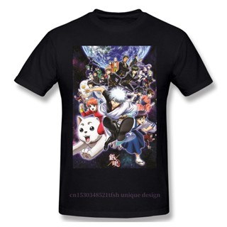 เสื้อยืด ผ้าฝ้ายแท้ พิมพ์ลายอนิเมะมังงะ Gintama Janpanese สีดํา สไตล์ฮาราจูกุ สําหรับผู้ชาย_09