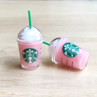 แก้วกาแฟจิ๋ว แก้วสตาร์บัคจิ๋ว สตอร์เบอรี่มิลค์จิ๋ว ของตกแต่งบ้านตุ๊กตา