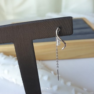 Long sling silver earrings