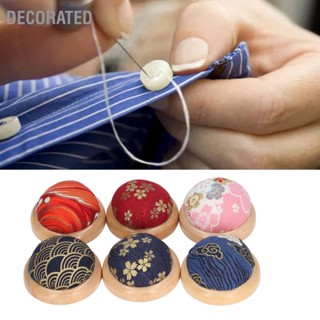 Decorated 6 ชิ้น Pin Cushion เข็มฐานไม้ผู้ถือสะสมอุปกรณ์เย็บผ้าสำหรับใช้ในครัวเรือน