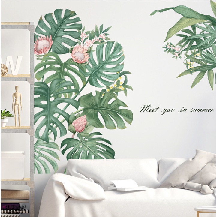 สติ๊กเกอร์ ลายใบไม้ สติกเกอร์ต้นไม้ สติกเกอร์แต่งผนัง ติดเอง wallpaper wallsticker แต่งบ้าน M01102