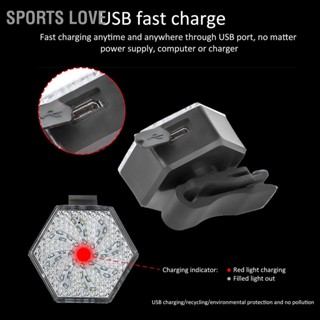 Sports Love ไฟท้ายจักรยาน Hex Shape จักรยานกันน้ำเตือนความปลอดภัยกระพริบขี่ไฟท้าย