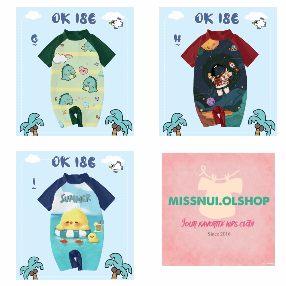 [READY] ชุดว่ายน้ําเด็กผู้ชาย OUR KIDDOS OK 186 - G,H,I DINO ASTRONOT CHICK