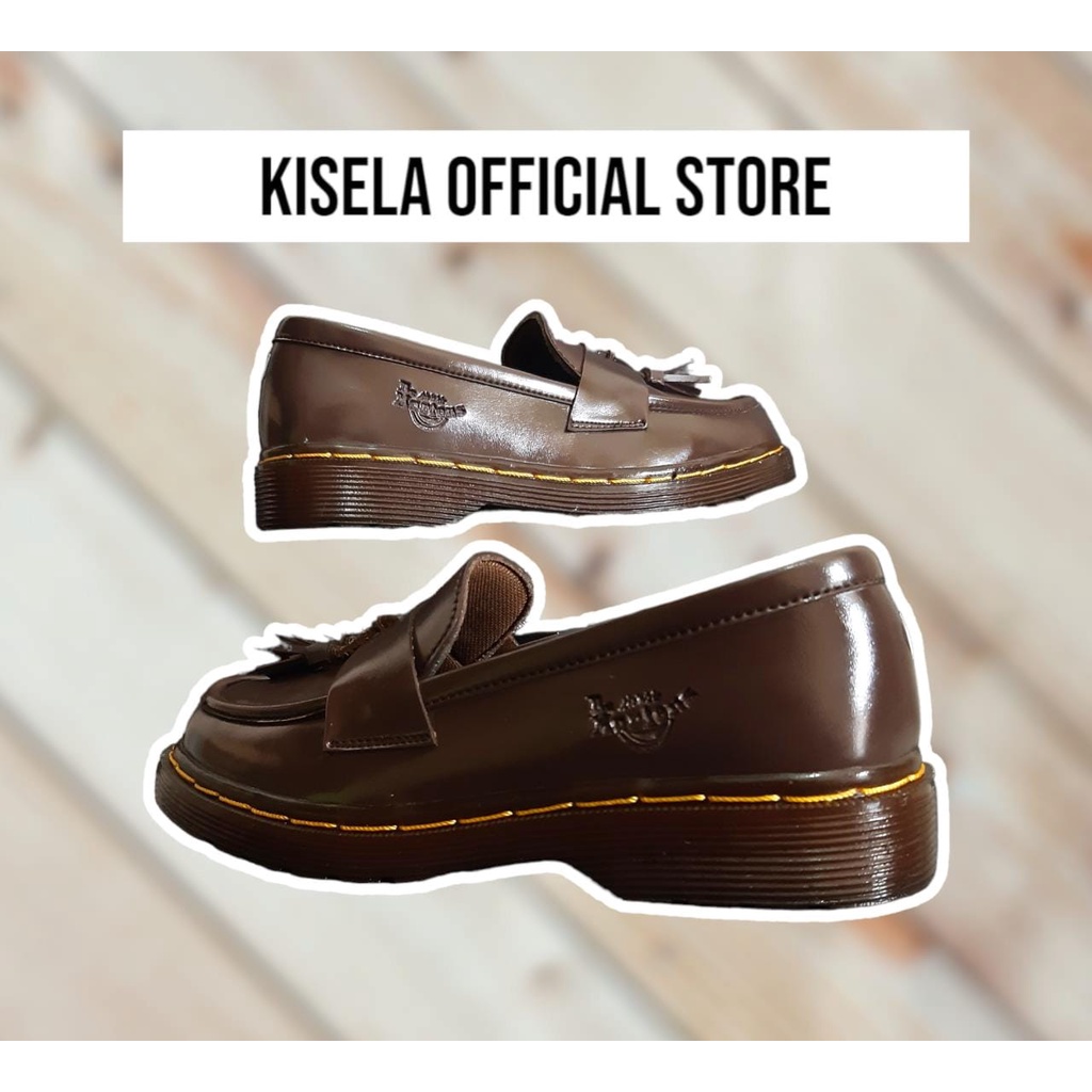 ฟรีรองเท้า BOX DR MARTENS Blackwhite/PENNY LOAFER UNISEX SLIP ON สีกาแฟ