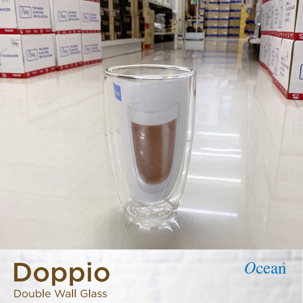 [1ใบ] แก้วน้ำ 2ชั้น 430มล. Ocean DOPPIO Double Wall 430 ml ; 1 piece