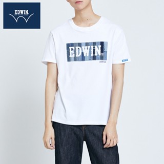 เสื้อยืดคอกลม แขนสั้น พิมพ์ลายตัวอักษร EDWIN EDWIN ทรงหลวม สีพื้น แบบเรียบ แฟชั่นสําหรับผู้ชาย