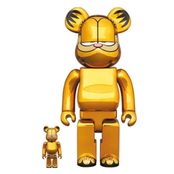 Bearbrick Garfield 100% &amp; 400% Set Gold Chrome Ver.