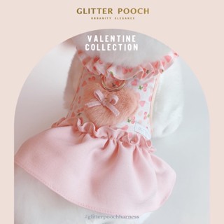 Glitter Pooch Harness ชุดรัดอก สายจูง เสื้อผ้า สุนัข, หมา, แมว, สัตว์เลี้ยง พร้อม สายจูง รุ่น Hearty Peachy Girl