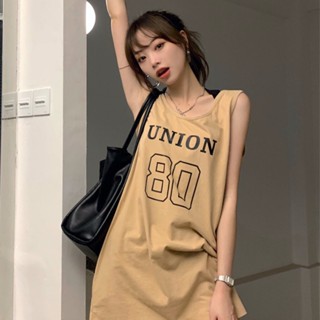 พร้อมส่ง ⛵️🩰 Union tops เสื้อยืดแขนกุดตัวยาวสกรีนลาย (37026)