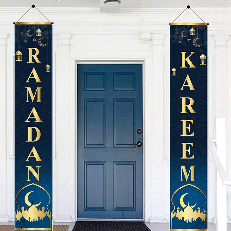 2/3pcs180x30 ซม.Eid Ramadan Mubarak แบนเนอร์ประตูสีดําทอง Moon Castle ม่านประตูรอมฎอน Kareem ตกแต่งสําหรับบ้าน 2026 อิสลามมุสลิม Party Decor Eid ของขวัญ - รูปที่ 3