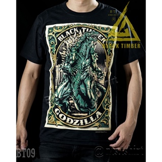 BT 09 Godzilla เสื้อยืด ลายหนัง สกรีนลายอย่างดี ผ้าหนานุ่ม ไม่หดไม่ย้วย BT Black Timber S M L XL XXL