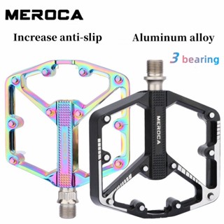 Meroca แป้นเหยียบเท้าจักรยานเสือภูเขา อะลูมิเนียม CNC แบริ่ง 3 ชิ้น สําหรับจักรยานเสือภูเขา MTB BXM