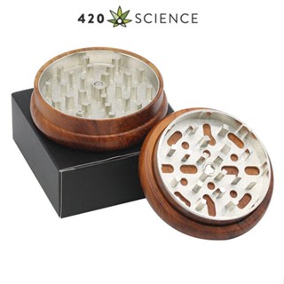 High Quality 68MM 2 Layer Handmade Natural Wooden Metal Herb Grinder