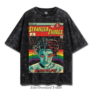 เสื้อยืด ขนาดใหญ่ พิมพ์ลาย Stranger Things สไตล์วินเทจ