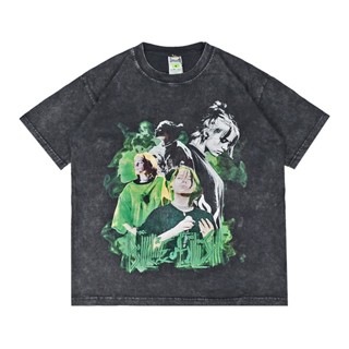 เสื้อยืด พิมพ์ลาย Billie EILISH VINTAGE WASHING VONSEEY สําหรับผู้ชาย