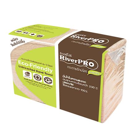 [เปลี่ยนขนาดบรรจุ] กระดาษเช็ดมือสีธรรมชาติ RiverPro V-Fold 2ชั้น 250 แผ่น