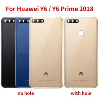 ฝาครอบแบตเตอรี่ด้านหลัง พร้อมเลนส์กล้อง และกุญแจด้านข้าง สําหรับ Huawei Y6 2018 Y6 Prime 2018