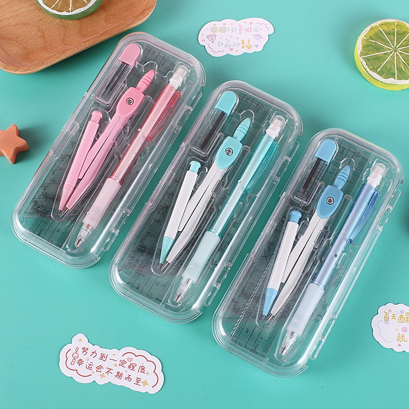 {พร้อมส่งจากไทย} !!ลดราคา!! ชุดเครื่องเขียน อุปกรณ์ช่วยเรียน ชุดไม้บรรทัด Compasses and Ruler **ร้านเลือกสีให้นะคะ**
