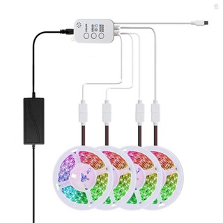 Zot สายไฟ LED RGB 65.6 ฟุต 20 เมตร ซิงค์เพลง 5050 SMD เปลี่ยนสีได้ ควบคุมบลูทูธ พร้อมรีโมต 24 คีย์ สําหรับห้องนอน บ้าน ปาร์ตี้ ปลั๊ก UK