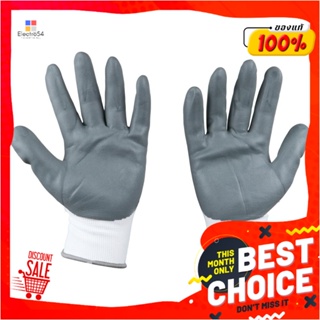 NITROGEN ถุงมือถักเคลือบโฟมไนไตร กันลื่น MICROTEX สีขาว/สีเทาNITROGEN FOAM COATED KNITTED GLOVES MICROTEX WHITE/GREY