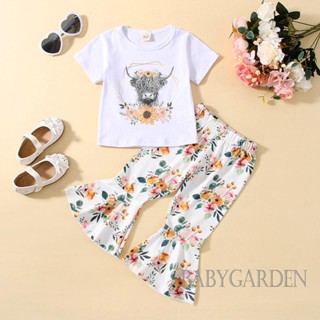 Babygarden-6 เดือน-4 ปี ชุดเสื้อผ้าเด็กผู้หญิง เสื้อแขนสั้น + กางเกงกระดิ่ง