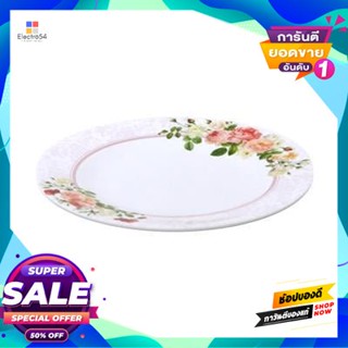 Melamine จานเมลามีนทรงตื้น Flower Ware รุ่น P802-8 ขนาด 8 นิ้ว สีขาว - ชมพูshallow Melamine Plate Flower Ware Model P802