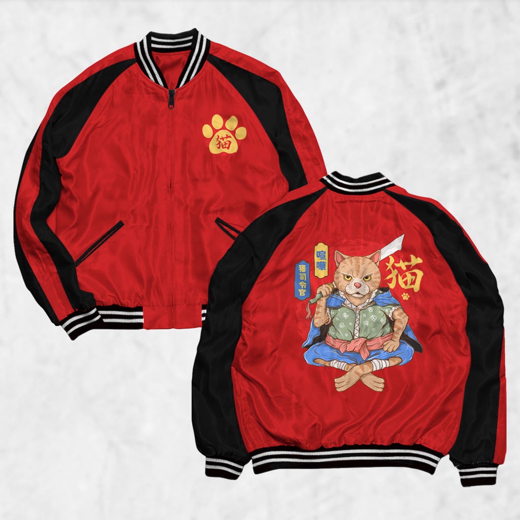 HIPNOP Sukajan Cat Jacket สกรีนลายแจ็คเก็ตผู้ชายและผู้หญิง Distro Unisex Japan Premium Original