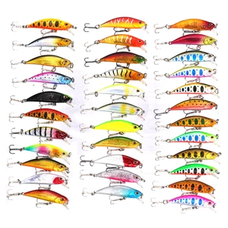 เหยื่อตกปลาพลาสติก 3D 34 สี 5 กรัม 5 ซม. พร้อมตะขอ 2 ชิ้น
