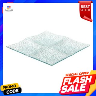 serving จานเสิร์ฟแก้ว แบ่ง 4 ช่อง ทรงสี่เหลี่ยม KASSE HOME รุ่น 6115N สีใสGlass serving plate divided into 4 squares KAS