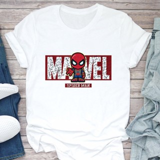 Fashion T-shirt Harajuku Cartton Marvel Printing T Shirt Women White Casual Letter Print Tshirt Female Streetwear S_03