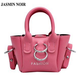 Jasmin NOIR กระเป๋าถือ กระเป๋าสะพายไหล่ หนัง PU ทรงโท้ท แต่งแหวนเหล็ก สําหรับสตรี