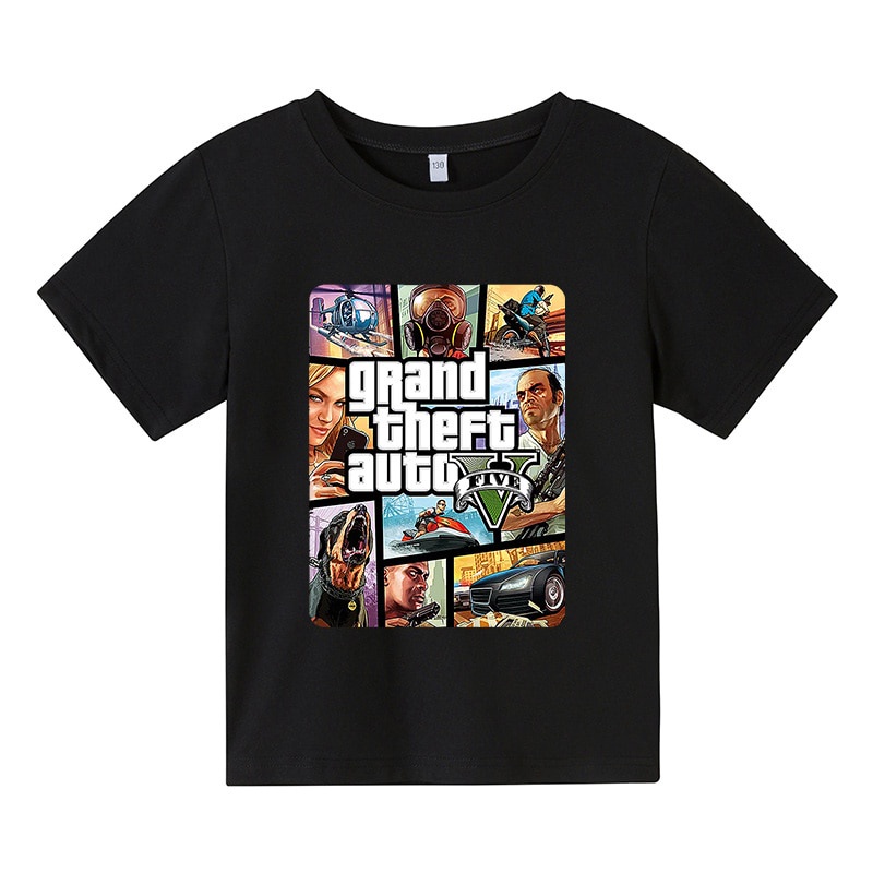 Man tshirt Grand Theft Auto Game GTA 5 boy Summer T Shirts_07